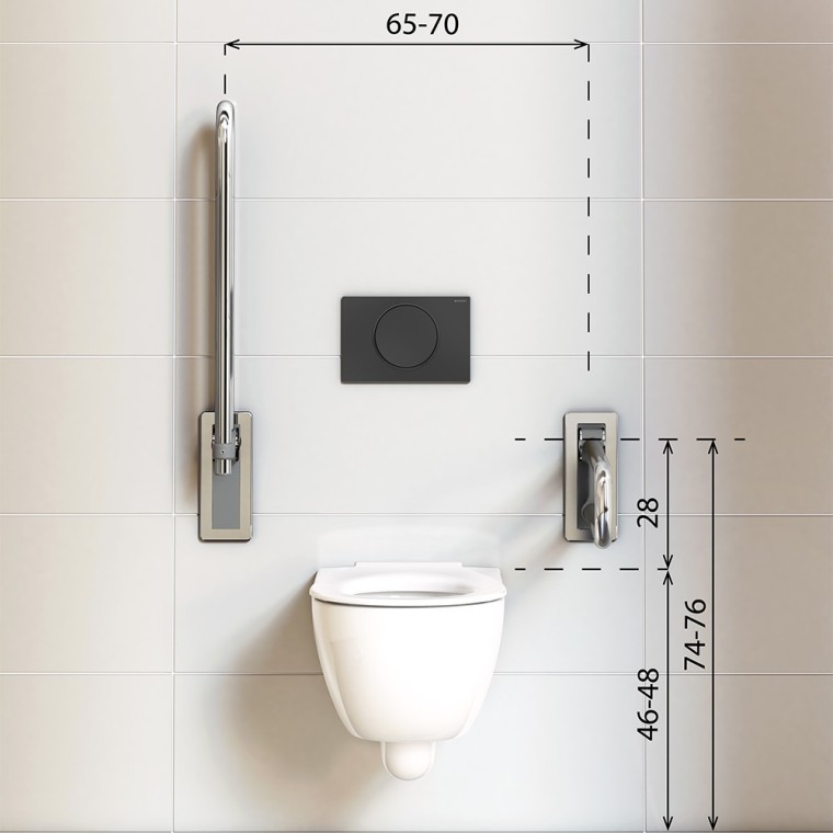 Розміри встановлення безбар'єрного унітаза з поручнями Розміри встановлення безбар'єрного унітаза з поручнями