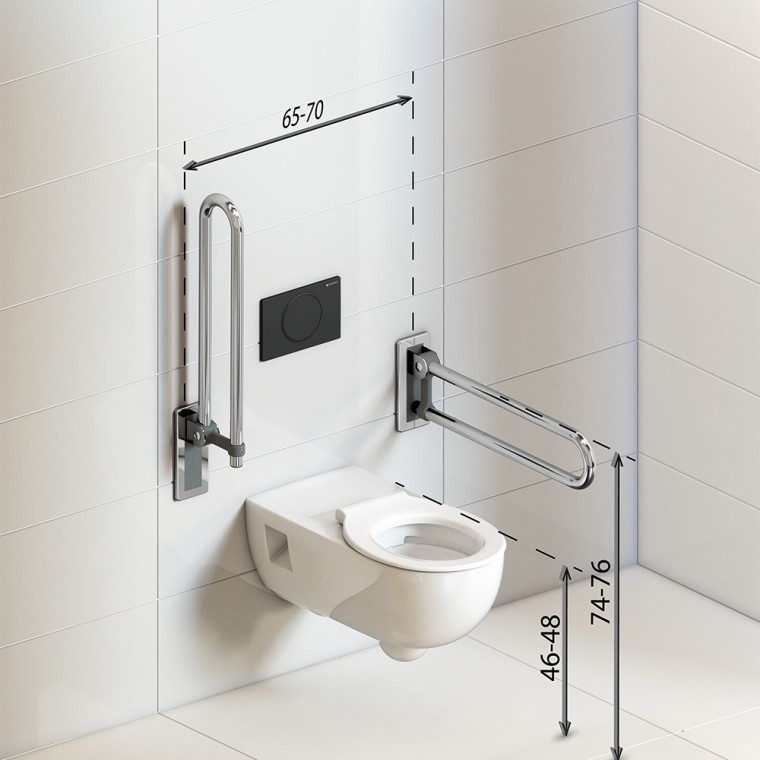 Розміри встановлення безбар'єрного унітаза з поручнями Розміри встановлення безбар'єрного унітаза з поручнями