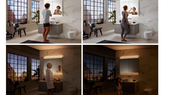 Різні настрої освітлення у ванній кімнаті з концепцією освітлення Geberit ComfortLight