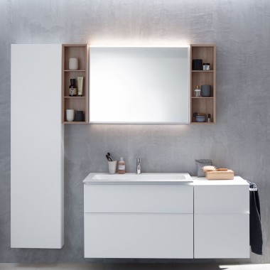 Тумбочка Geberit iCon з бічною шафкою, високою шафкою та полицями Тумбочка Geberit iCon з бічною шафкою, високою шафкою та полицями