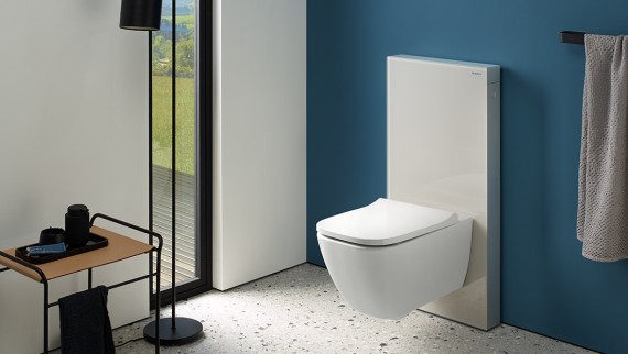 Ванна кімната із сантехнічним модулем Geberit Monolith, білий колір