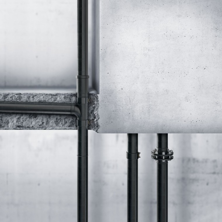 Geberit PE можна також укладати у бетон Geberit PE можна також укладати у бетон