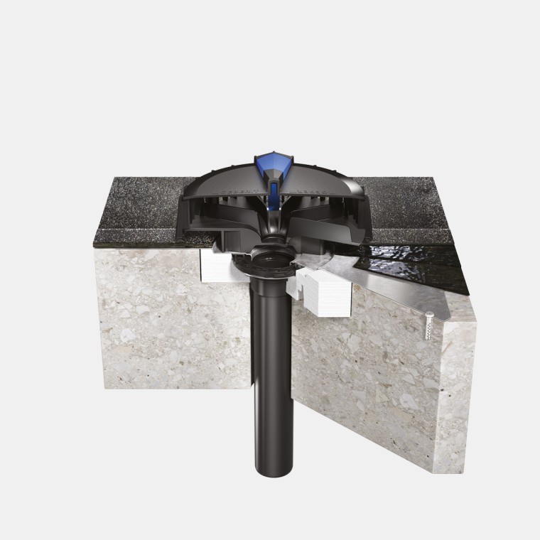 Монтаж Geberit Pluvia на бетонний дах з бітумним покриттям