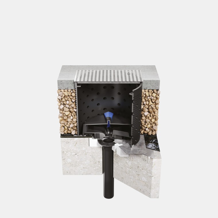 Монтаж Geberit Pluvia на бетонний дах з бітумним покриттям