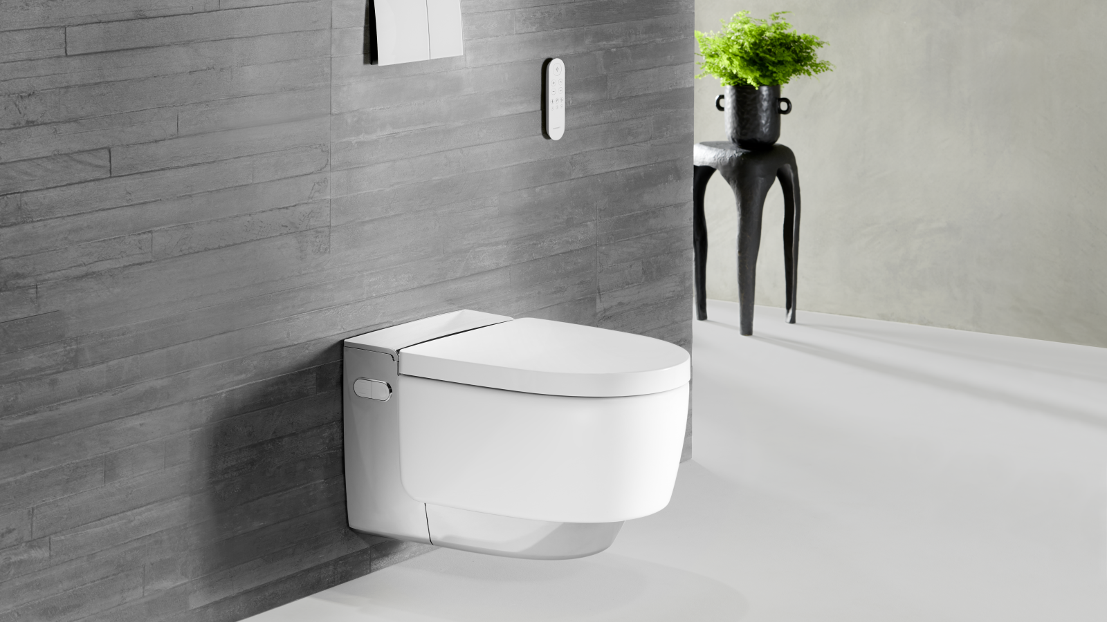 Geberit AquaClean Mera Comfort із хромованим покриттям із пультом дистанційного керування Sigma70 Geberit AquaClean Mera Comfort із хромованим покриттям із пультом дистанційного керування Sigma70