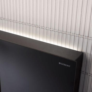Світло орієнтування на Geberit Monolith Plus чорного кольору (© Geberit) Світло орієнтування на Geberit Monolith Plus чорного кольору (© Geberit)