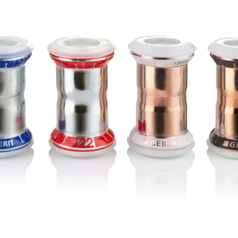 Фітинги Geberit Mapress із різних матеріалів із захисними ковпачками Фітинги Geberit Mapress із різних матеріалів із захисними ковпачками