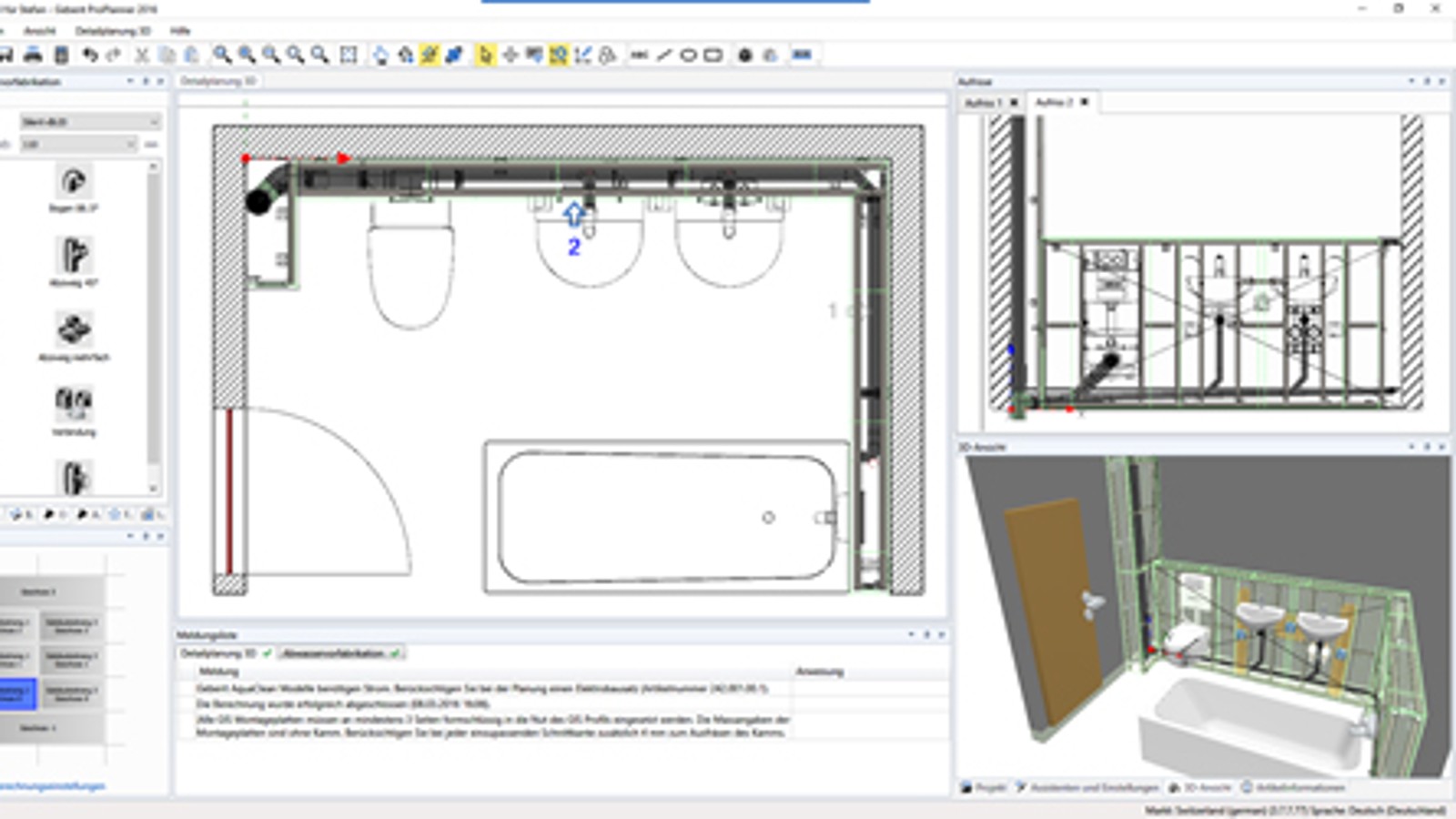 Попереднє виготовлення каналізаційних систем у Geberit ProPlanner
