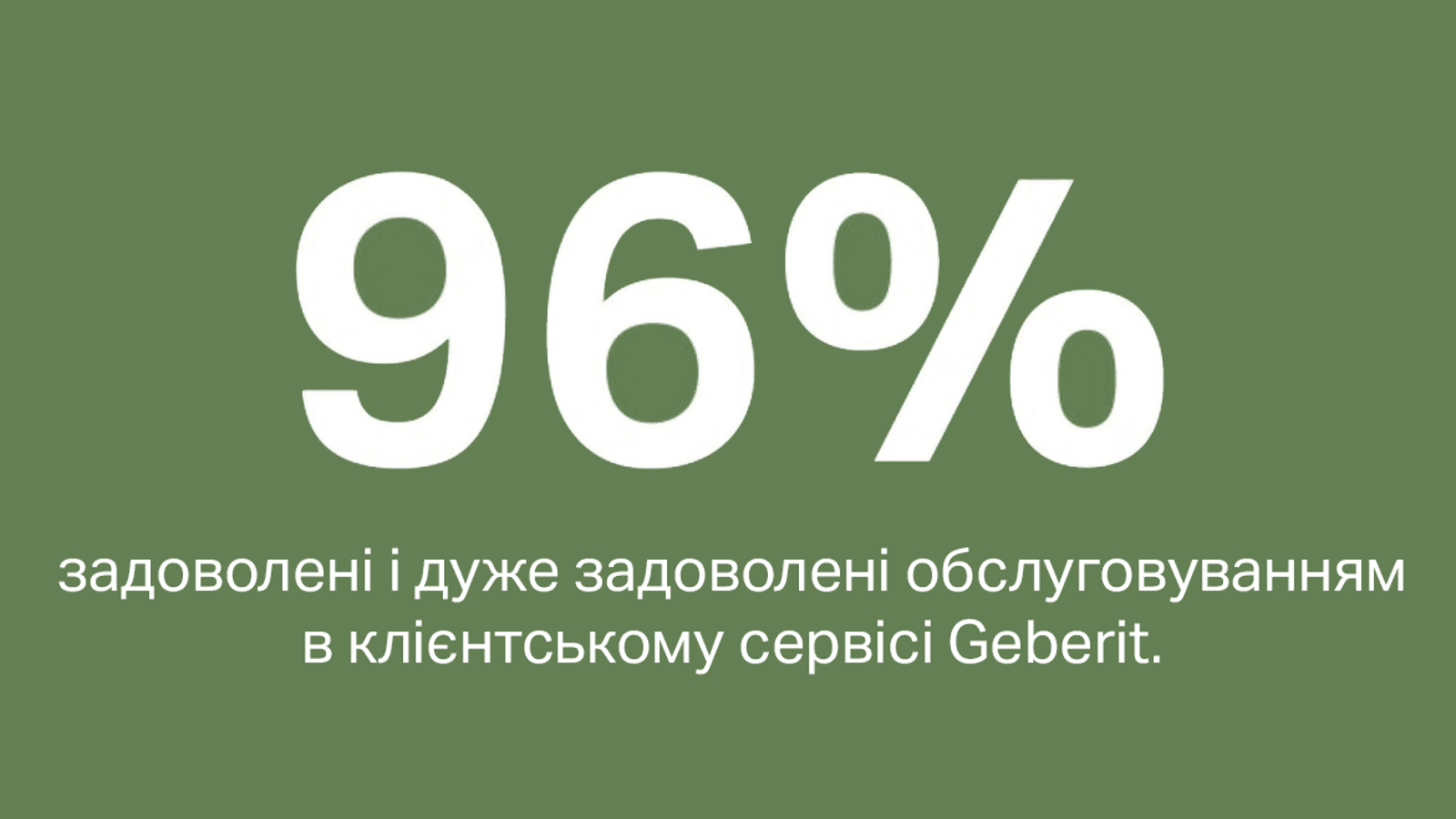 96 % клієнтів задоволені або дуже задоволені обслуговуванням Geberit 96 % клієнтів задоволені або дуже задоволені обслуговуванням Geberit