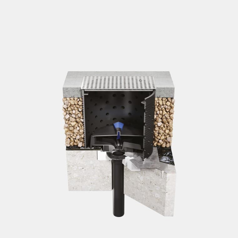 Монтаж Geberit Pluvia на бетонний дах з бітумним покриттям Монтаж Geberit Pluvia на бетонний дах з бітумним покриттям