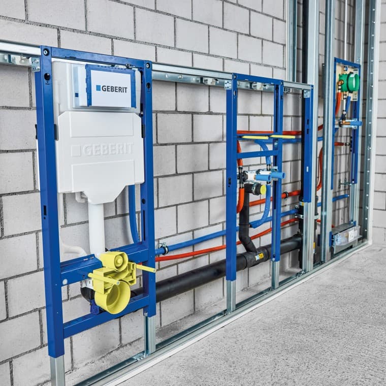 Стінка системи Duofix з унітазом, умивальником і душем Стінка системи Duofix з унітазом, умивальником і душем